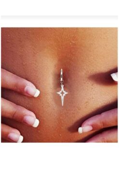TakıConcept Deliksiz Kuzey Yıldızı Sallantılı Çelik Göbek Piercing