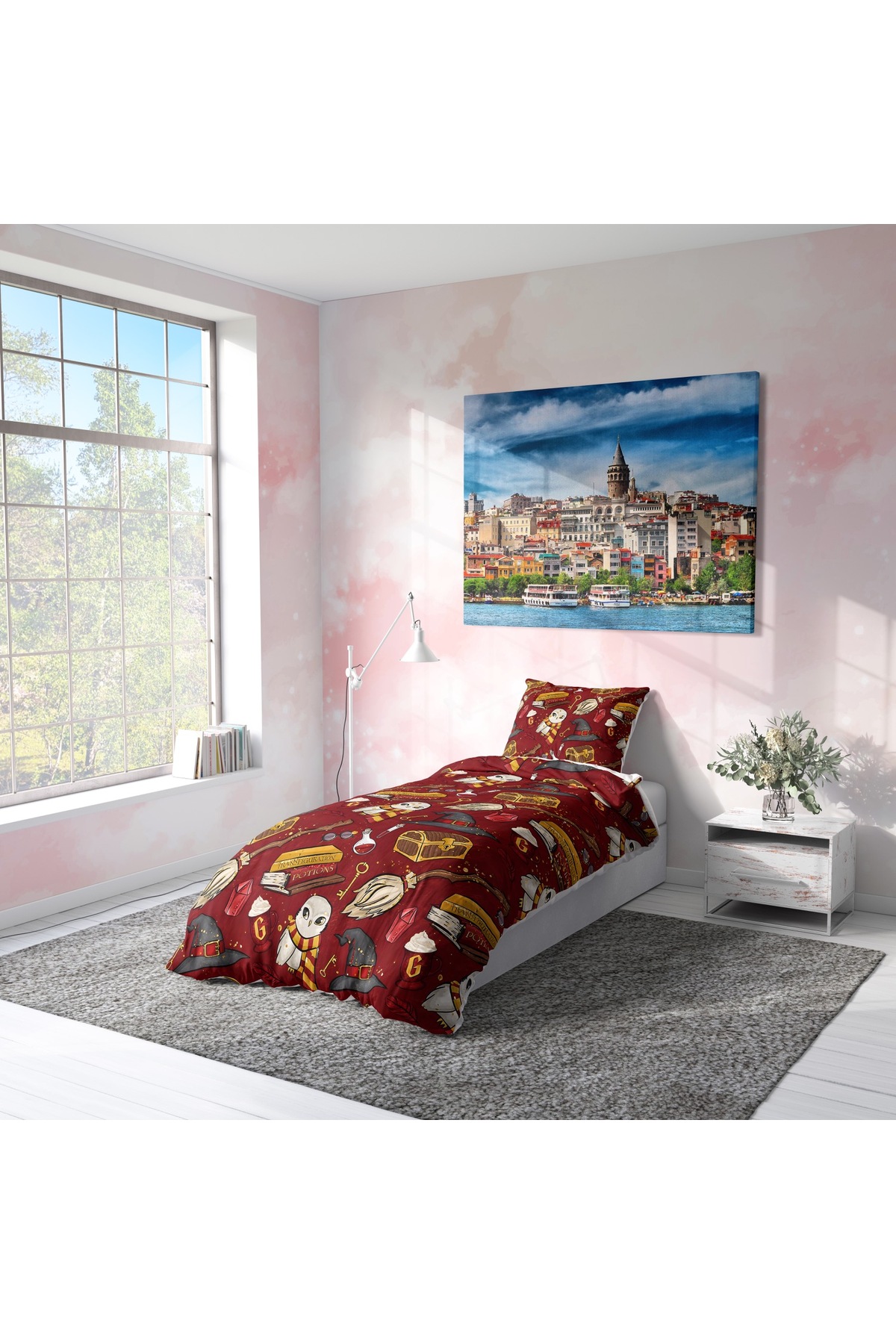 Viadela Harry Potter Gryffindor Temalı Kırmızı Nevresim Takımı (Çarşafsız) - Görsel 2