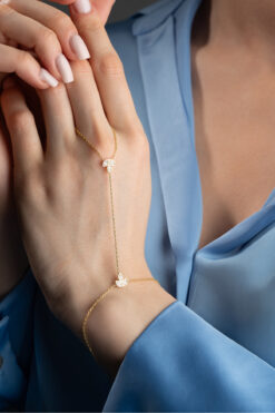 Nereze 925 Ayar Gümüş Bereketi Gold Kaplama Lotus Çiçeği Şahmeran Bileklik