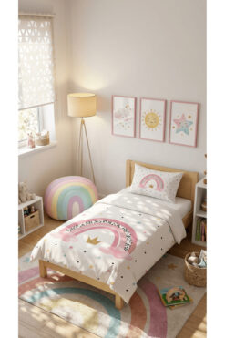 Talia Home Gökkuşağı Desenli Çocuk ve Bebek Odası Nevresim Takımı TLAN-305