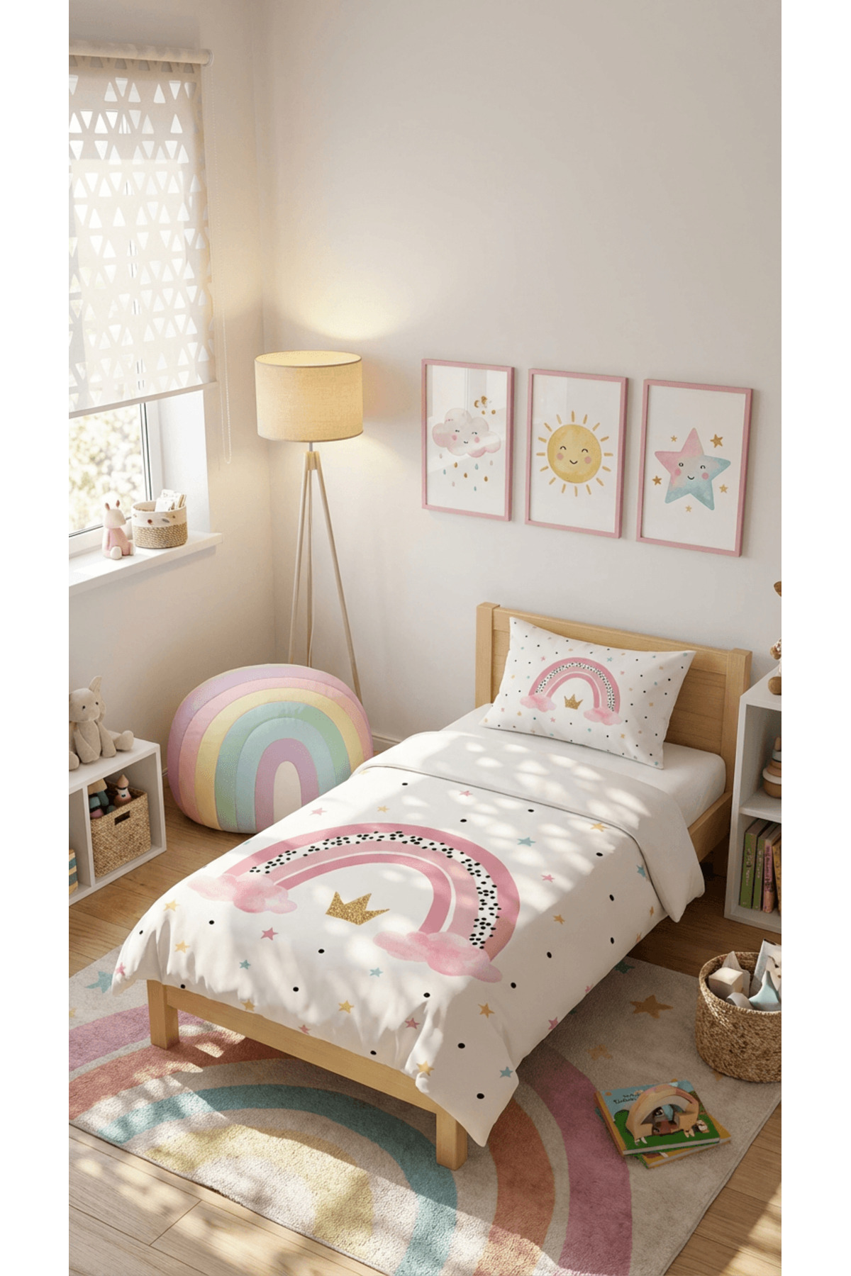 Talia Home Gökkuşağı Desenli Çocuk ve Bebek Odası Nevresim Takımı TLAN-305