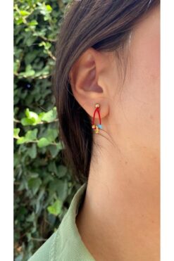 elamindunyasi Dorika Ve Mavi Boncuklu Kırmızı Ip Şans Küpe Takım