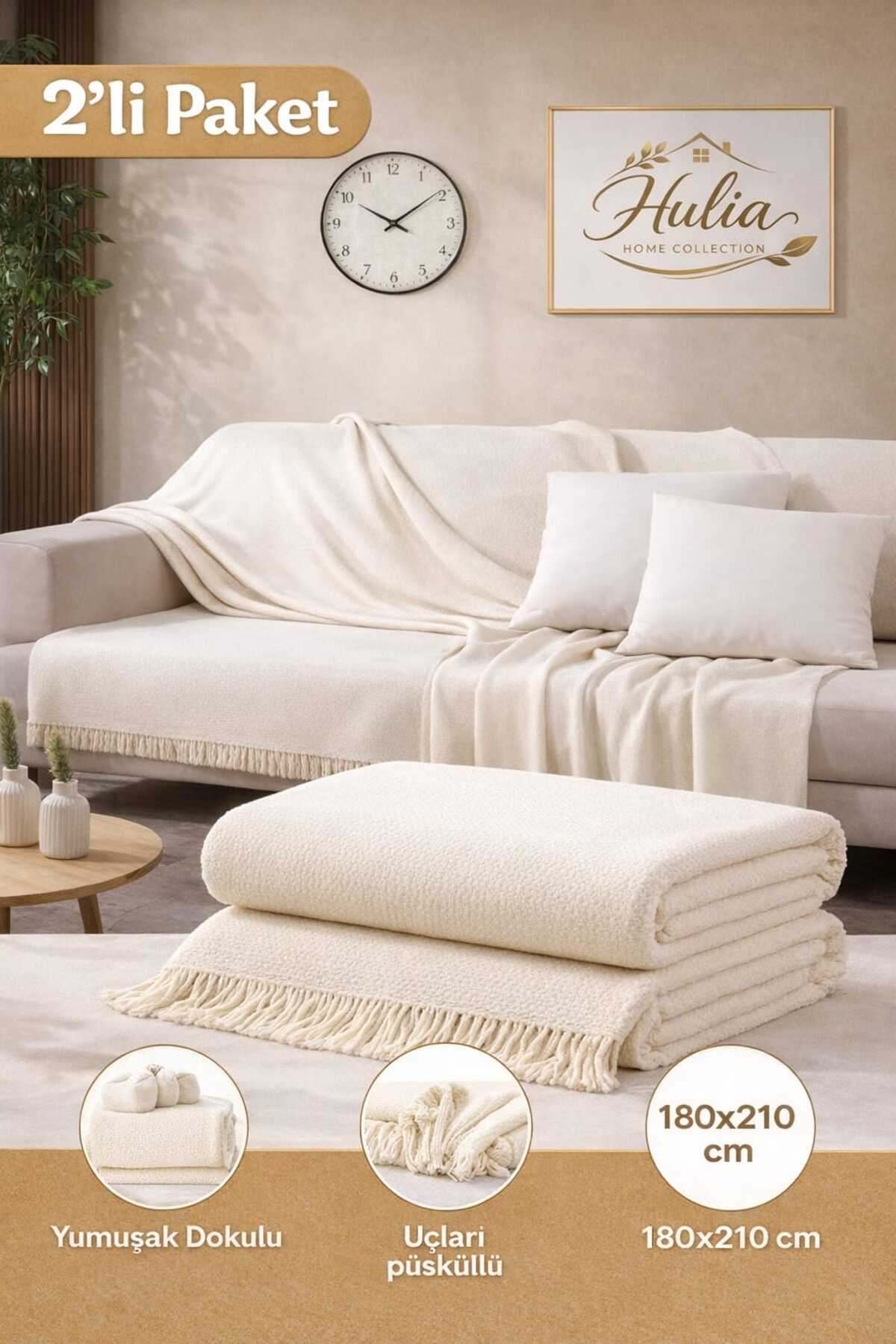 Altıntaş soft 2 Li Koltuk Örtüsü Seti %100 Pamuklu Leke Tutmaz-kaymaz-püsküllü 180*210 cm Ebat