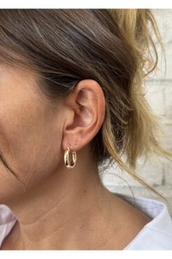 KİLİGİSTANBUL Gold Renk Mua Basic Halka Küpe