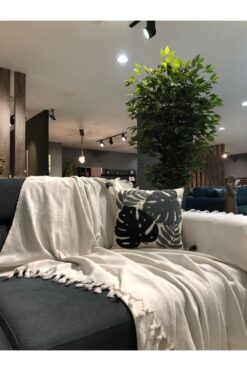 LUWİNO HOME Renge Renk El Bağlama Koltuk Örtüsü Ekru 180*200 Cm