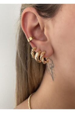 Lavian Accessories Gold Renk 6’lı Burgu Çeşit Küpe Seti