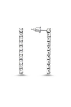 Merano Design 3mm Rhodium Su Yolu Küpe