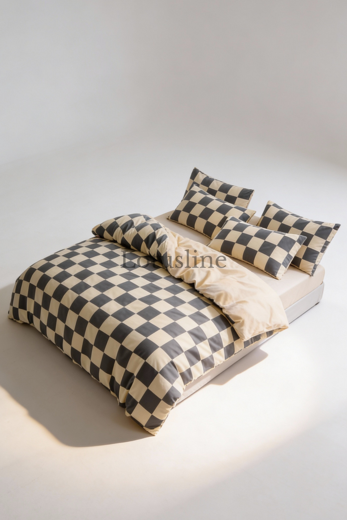 Lotusline Dama Desen Çift Kişilik Nevresim Takımı - Seti Solmaya Dayanıklı - Görsel 2