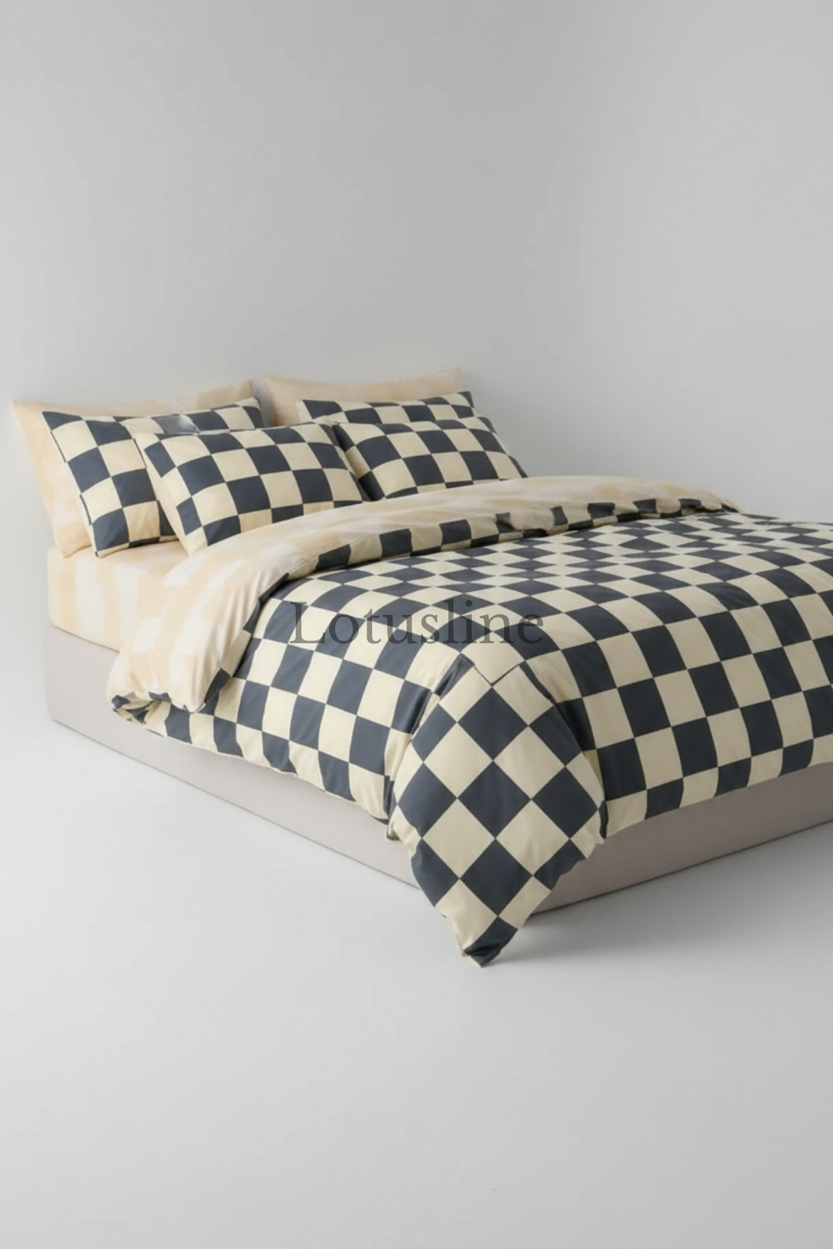 Lotusline Dama Desen Çift Kişilik Nevresim Takımı - Seti Solmaya Dayanıklı - Görsel 3