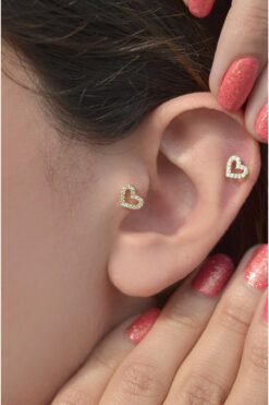 Sacce Scarves&Accessories Gold Kalp Piercing Tragus Helix Kıkırdak