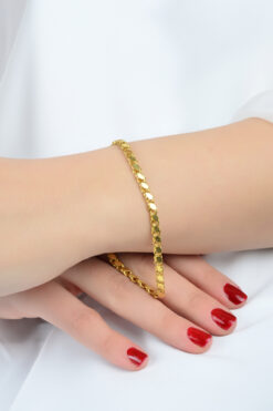 kuyumcu nurettin 2.00 gr (GRAM) 3.5 Mm Pullu Halep Orta Kalın Bileklik Künye 14 Ayar Altın 19 Cm