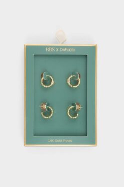 DeFacto Reis X DeFacto 2'li Gold Küpe G2706AXNS