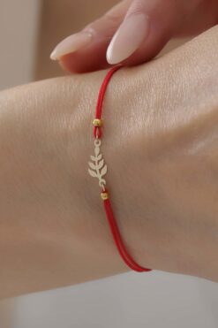 Bayar Gold 14 Ayar Altın Buğday Başağı Kırmızı İpli Bileklik