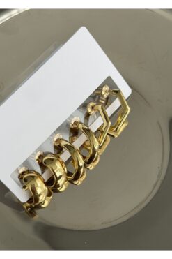 KİLİGİSTANBUL GOLD RENK 3'LÜ KÜPE SETİ