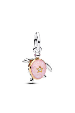 Pandora Pembe Deniz Kamplumbağası Laboratuvar Üretimi Elmas Sallantılı Charm