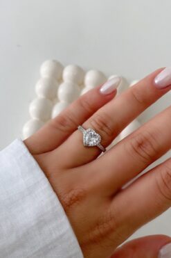 Ressia Kalp Tasarımlı Zirkon Taşlı Ayarlanabilir Çelik Yüzük