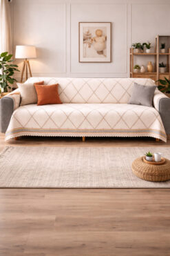 GECE MODA Yumuşak Tuşeli Dijital Koltuk Örtüsü Çok Amaçlı Koltuk Şalı Çekyat örtüsü Kaymaz Süngerli 165 X 215