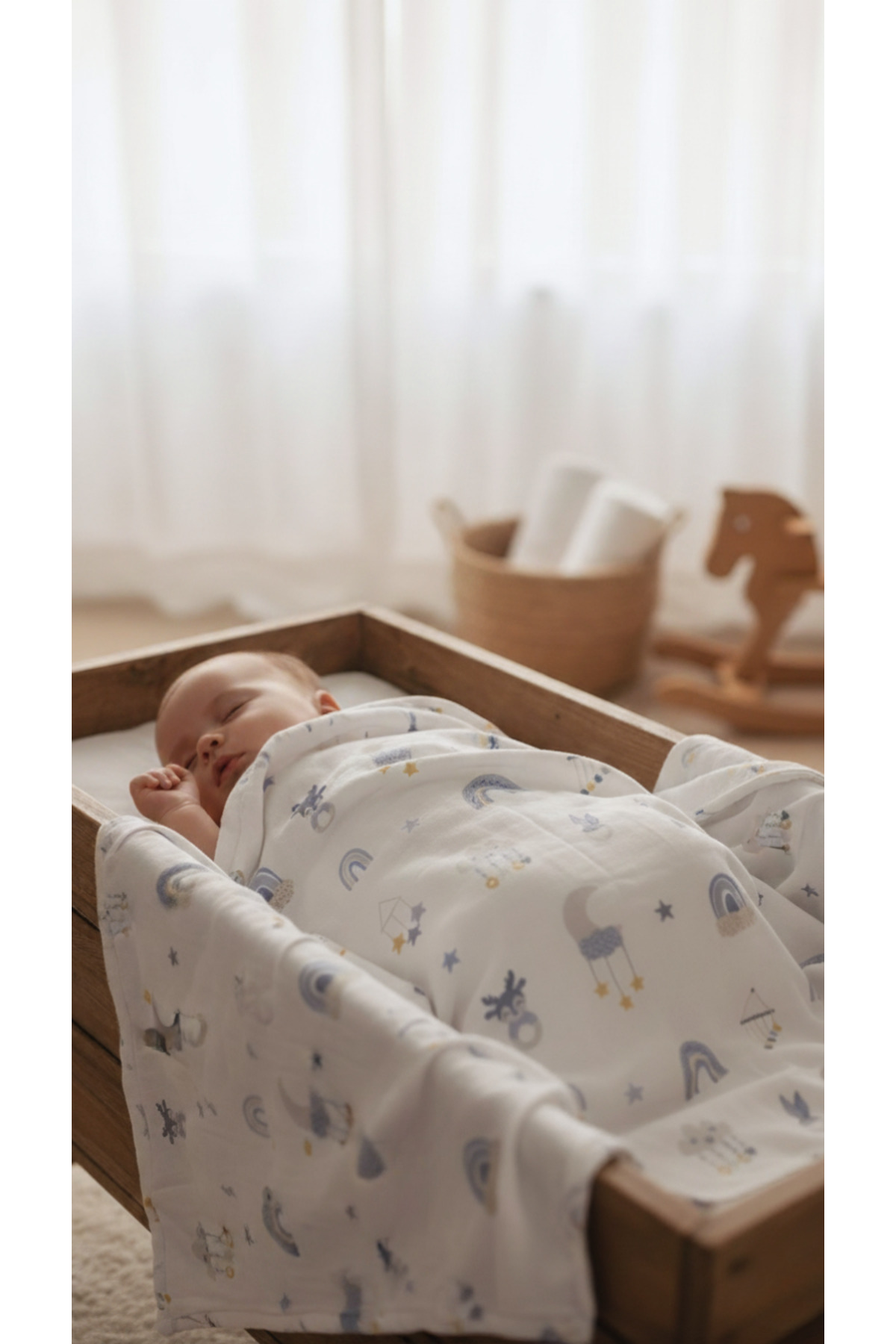 Baby Veil Çift Taraflı Bebek&Çocuk Battaniyesi %100 Pamuk Pazen Desenli 100x120 Cm - Görsel 2