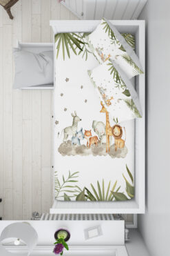 Talia Home Safari Sevimli Hayvanlar Desenli 100x200 Montessori Yatak Çocuk Nevresim Takımı TLAM-041