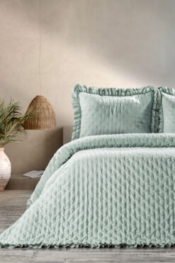 ZEBRACASA LIMA YEŞİL ÇİFT KİŞİLİK YATAK ÖRTÜSÜ SETİ