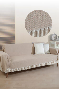 LADYNİL Bej Yıldız Koltuk Örtüsü Kolları Kaplayan 180x300 cm |Şık - Günlük Kullanıma Uygun