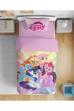 Erays Home My Little Ponny 3D Dijital Baskılı Tek Kişilik Çarşafsız Kız Çocuk Nevresim Takımı