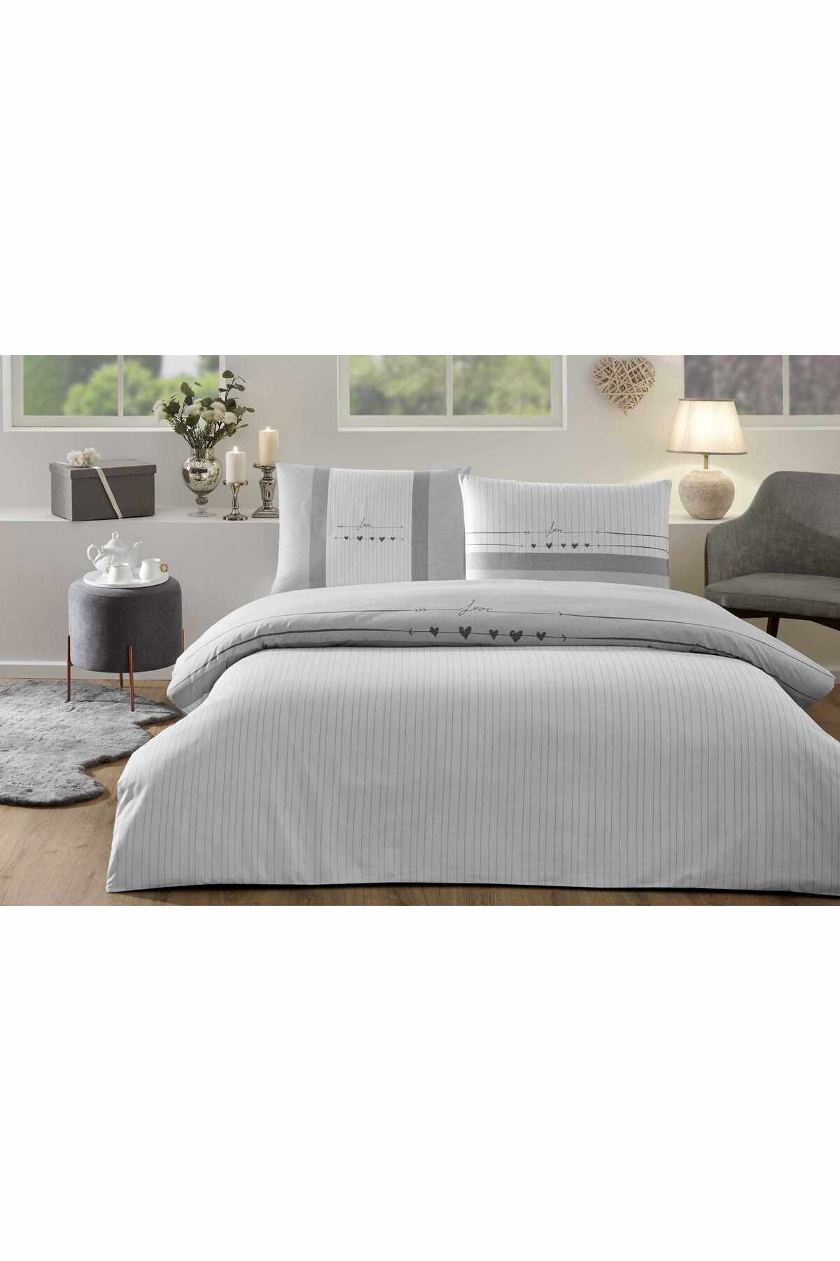 Özdilek Nevresim Takımı. Nev Çift Kişilik GRI HEARTBEAT (OZEL)