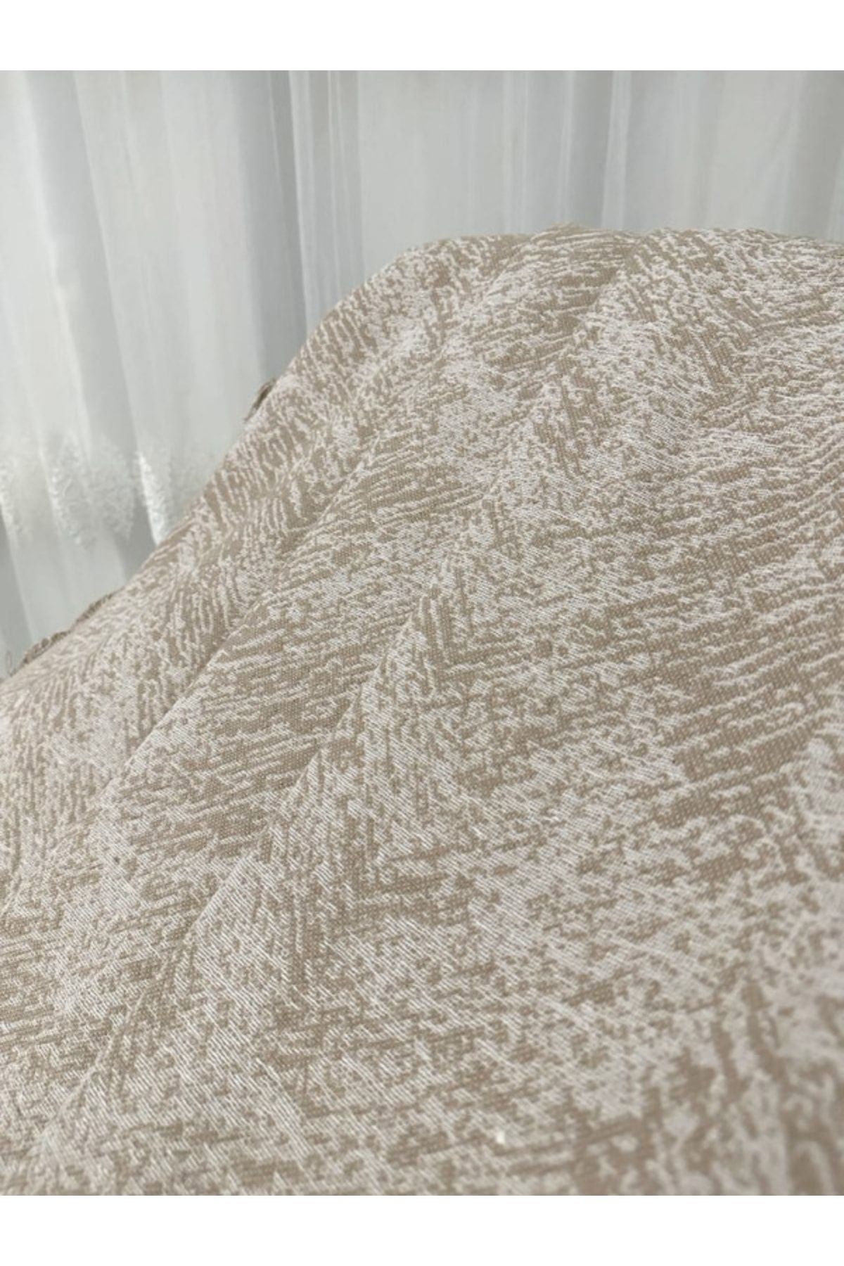 Özlü Home Pamuklu Koltuk - Çekyat Örtüsü 170x220 Alaca Bej Kaydırmaz Koltuk Şalı - Görsel 2