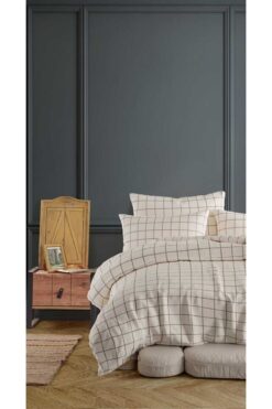 KAAN PREMIUM TEK KİŞİLİK KARELİ NEVRESİM SETİ, ÖZEL RENKLİ NEVRESİM SETİ YASTIK KILIFI + YORGAN KILIFI 155X215