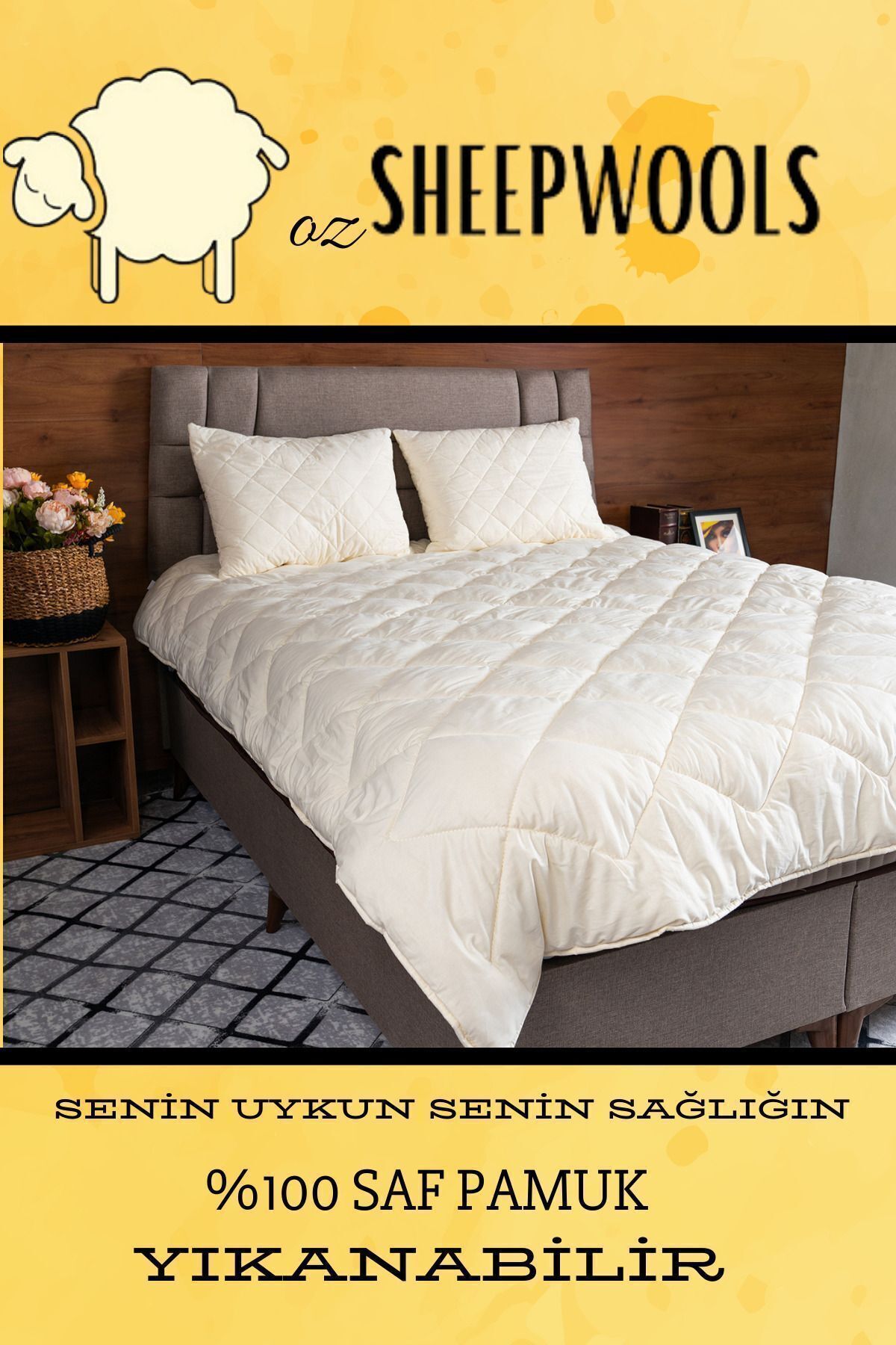 ozsheepwools Pamuk Yorgan Battal Boy King Size Pamuk Yorgan %100 Pamuk Iç Dolgu %100 Pamuk Kumaş Yıkanabilir - Görsel 2