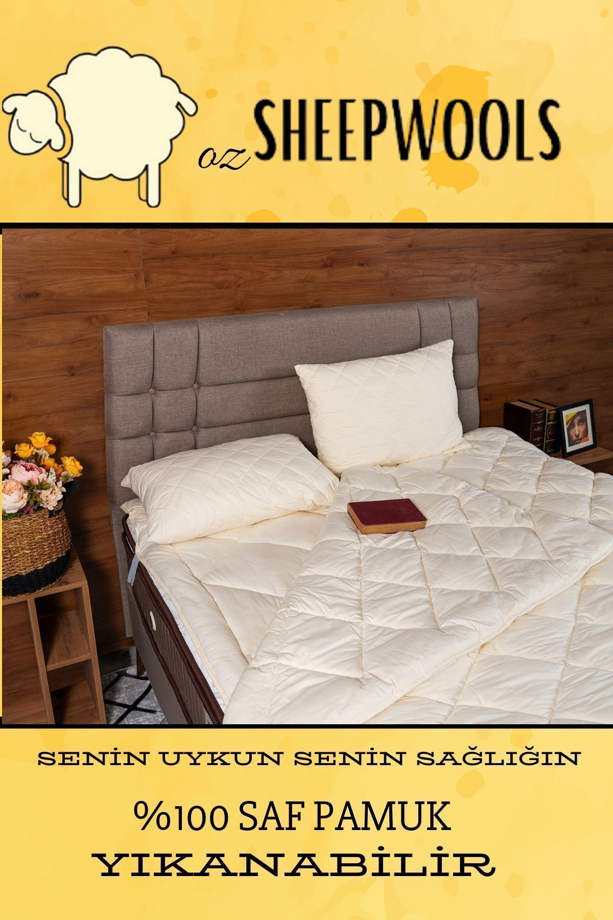 ozsheepwools Pamuk Yorgan Battal Boy King Size Pamuk Yorgan %100 Pamuk Iç Dolgu %100 Pamuk Kumaş Yıkanabilir - Görsel 3