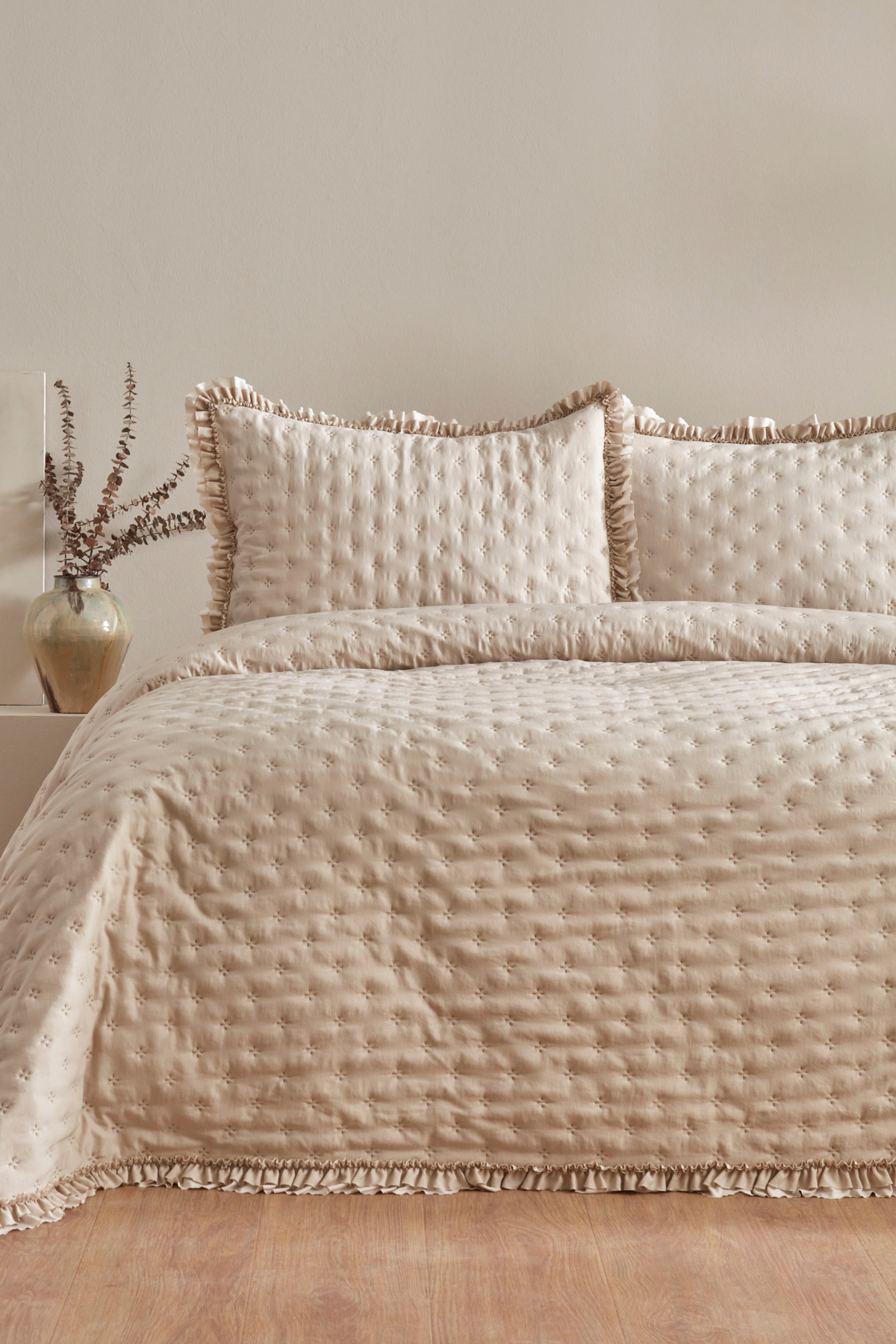 Karaca Home Viona Çift Kişilik Yatak Örtüsü Seti Bej - Görsel 2