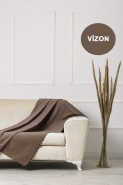 VELERDE HOME Velerde Vizon Şönil Çift Taraflı Çekyat Koltuk Örtüsü Şalı