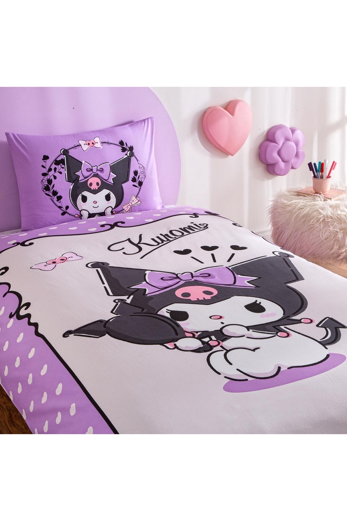 Taç Taç Lisanslı Kuromi Tek Kişilik Pamuk Nevresim Takımı - Görsel 2