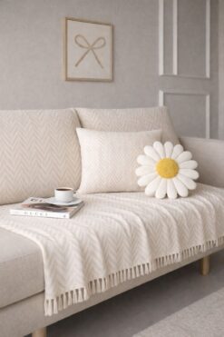 Sheri Home Bianca Koltuk Örtüsü Kaymaz Kumaş Özelliği | Koltuk Şalı 185 X 200 Cm EKRU8882199