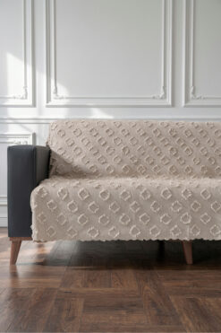 VELANORA HOME Taş Rengi Koltuk Örtüsü 175x215 cm Çekyat Örtüsü Premium Şönil Jakar Kumaş Kaydırmaz, Yıkanabilir**