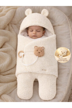 Tomuycuk Welsoft Pelüş Bebek Kundak Battaniyesi Ayaklı Uyku Tulumu | Kışlık Kalın Mont | 0-12 Ay Yenidoğan