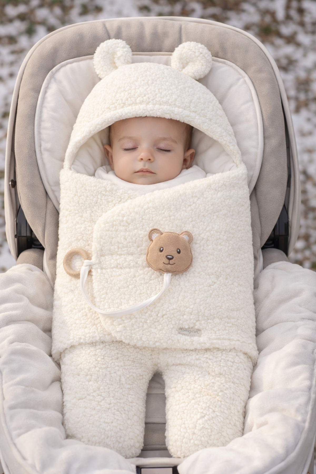 Tomuycuk Welsoft Pelüş Bebek Kundak Battaniyesi Ayaklı Uyku Tulumu | Kışlık Kalın Mont | 0-12 Ay Yenidoğan - Görsel 3