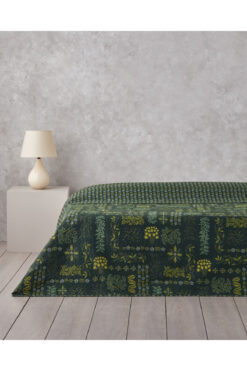 English Home Tendril Bloom Çift Kişilik Çok Amaçlı Örtü 200x220 cm Yeşil