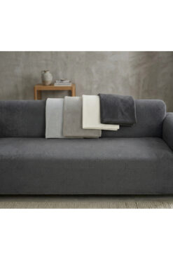 essense Home&Living %100 Bambu ANTRASİT yumuşak tüylü koltuk örtüsü çok amaçlı süngerli koltuk örtüsü ( 170x210)