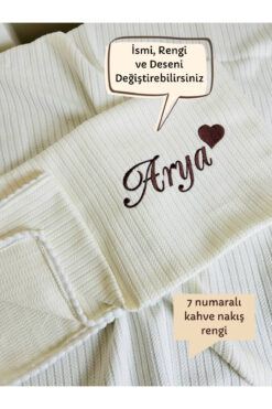 KARSU TASARIM Nakışlı İsimli Örgü Desen Bebek Pikesi %100 Pamuk Bebek Battaniyesi 90x120