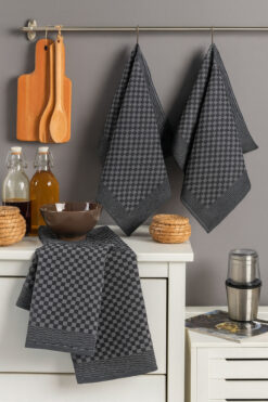 MultiStore Dama Desen Siyah 3lü Mutfak Havlusu Kurulama Bezi 40x60