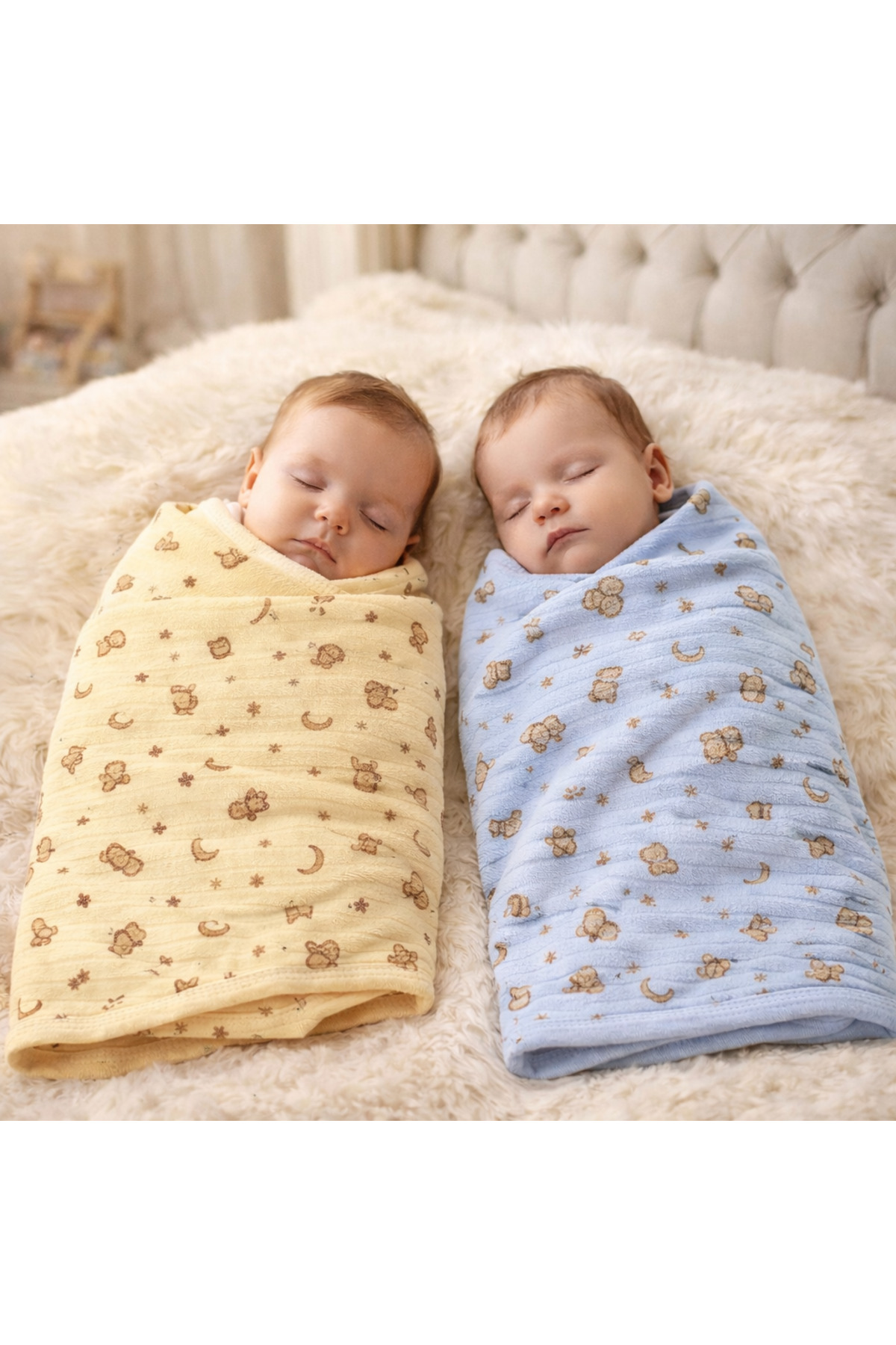 bulutbebek 2’li Yazlık %100 Pamuk Penye Yenidoğan Bebek Battaniyesi 85x80 – Yumuşak ve Nefes Alabilir - Görsel 2