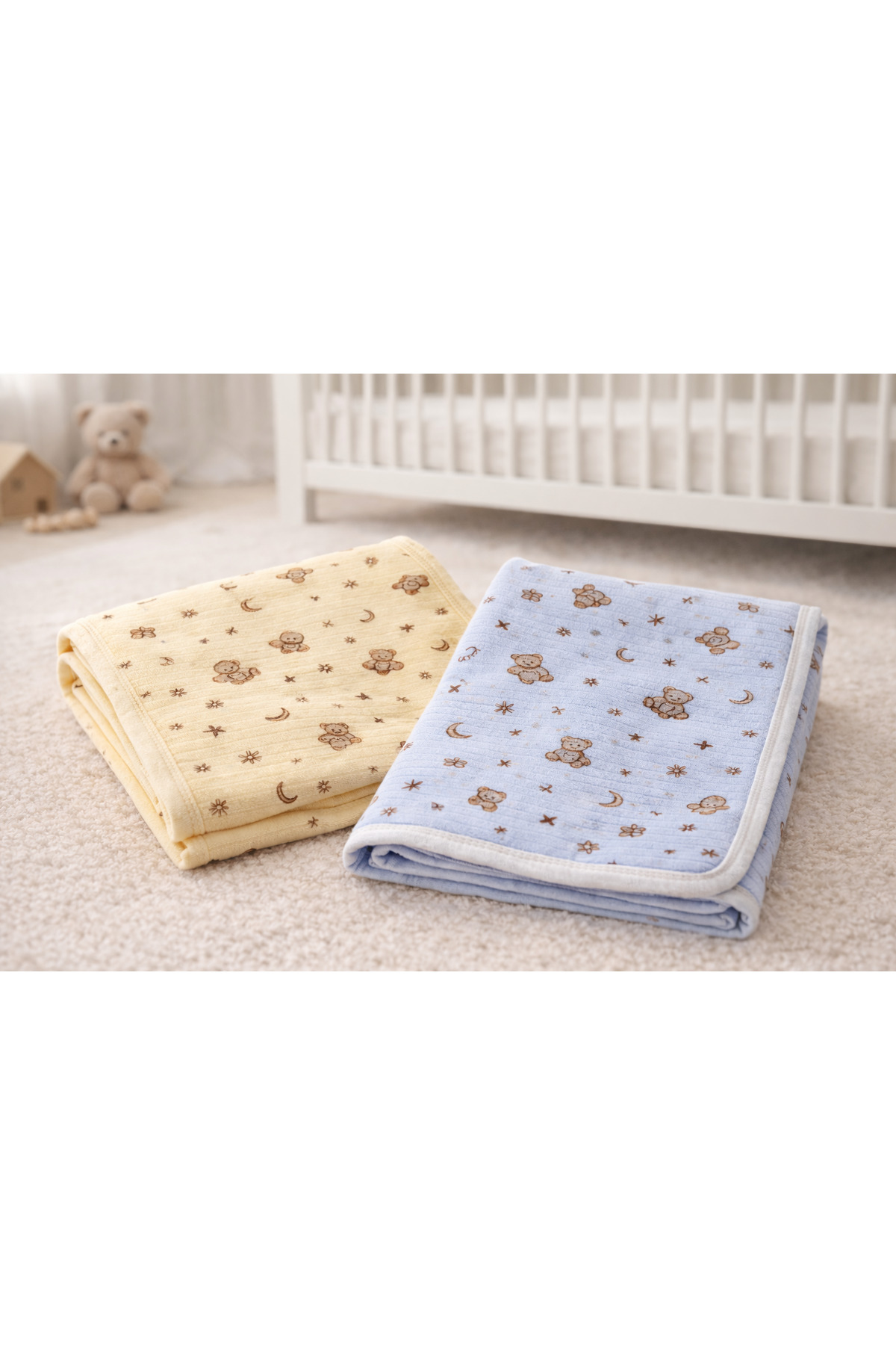 bulutbebek 2’li Yazlık %100 Pamuk Penye Yenidoğan Bebek Battaniyesi 85x80 – Yumuşak ve Nefes Alabilir - Görsel 3