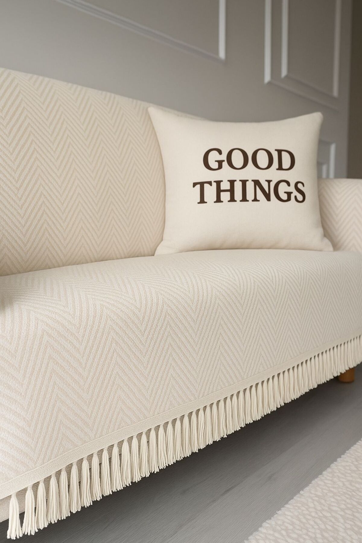 Genel Markalar Berlina Koltuk Örtüsü Kaymaz Kumaş Özelliği 180 X 200 Cm KoyuEkruPiKE8882199 - Görsel 2