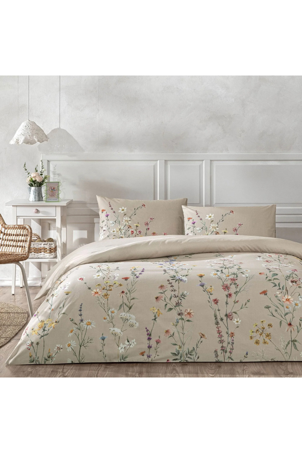 Taç YENİ SEZON RANFORCE ÇİFT KİŞİLİK NEVRESİM TAKIMI LUNEL BEJ