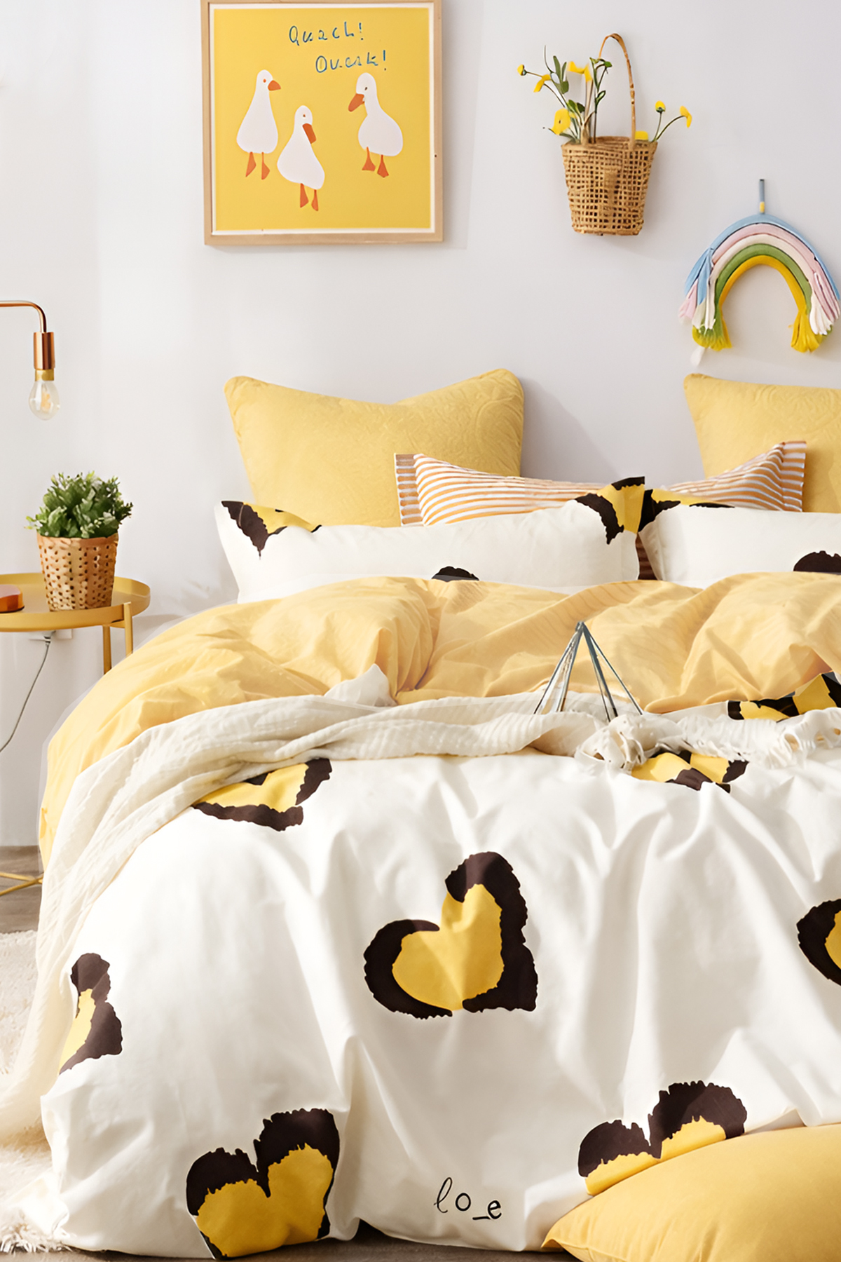 İQON Lastikli Çarşaflı Nevresim Takımı Tek Kişilik DREAM SARI