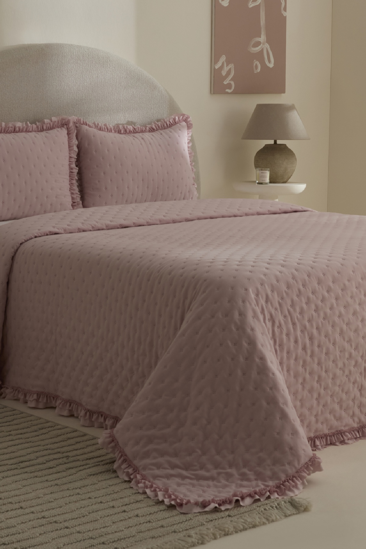 Karaca Home Viona Çift Kişilik Yatak Örtüsü Seti Pudra - Görsel 3