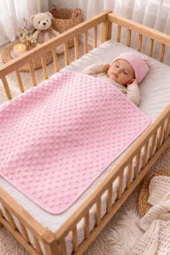 Bebella Pembe Nohut Çift Kat Kız Bebek Battaniyesi Kundağı %100 Pamuklu Çok Amaçlı Örtü Mevsimlik 90x85cm
