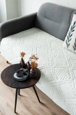 Decomia Home Hilda Oturma Yerini Kapatan Kabartmalı Yumuşak Tüylü Koltuk Örtüsü Koltuk Şalı (100X220cm)